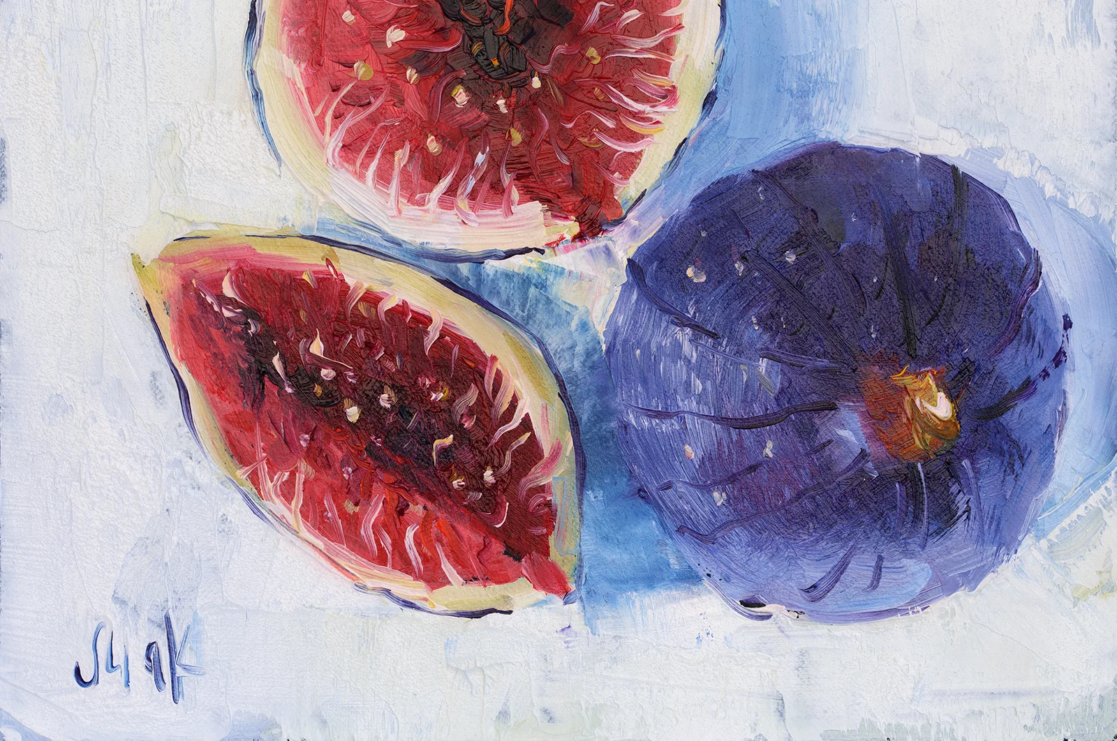Figs Oil Painting: Impasto Still Life Fruit Wall Art, 8x8 - Image 10