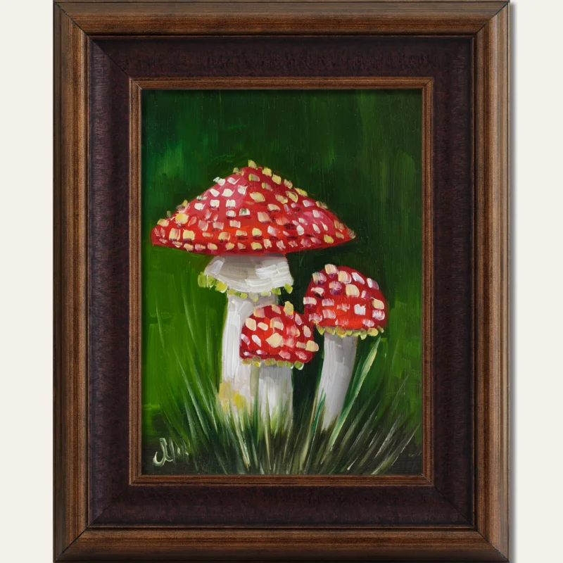Fly Agaric Mushroom Oil Painting Framed