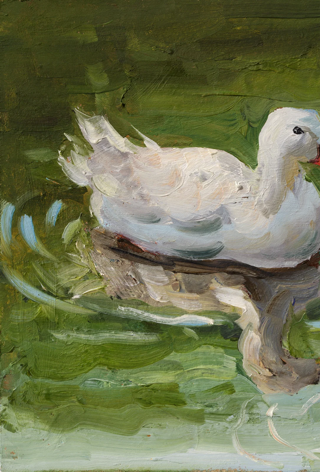Two Geese in a Pond Oil Painting Framed Small Bird Artwork, Original Wall Art - Image 10