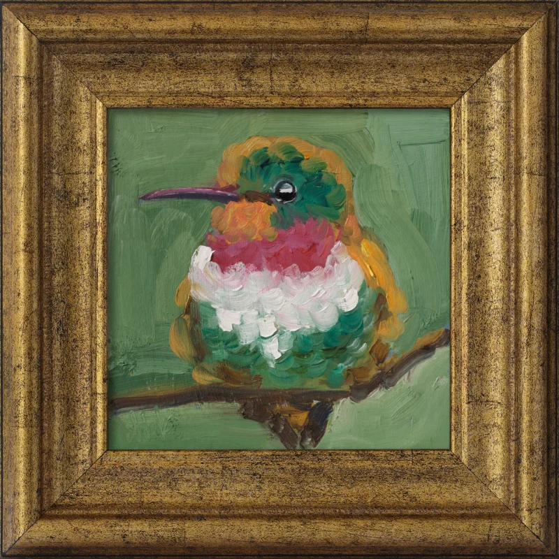 Hummingbird Oil Painting Framed