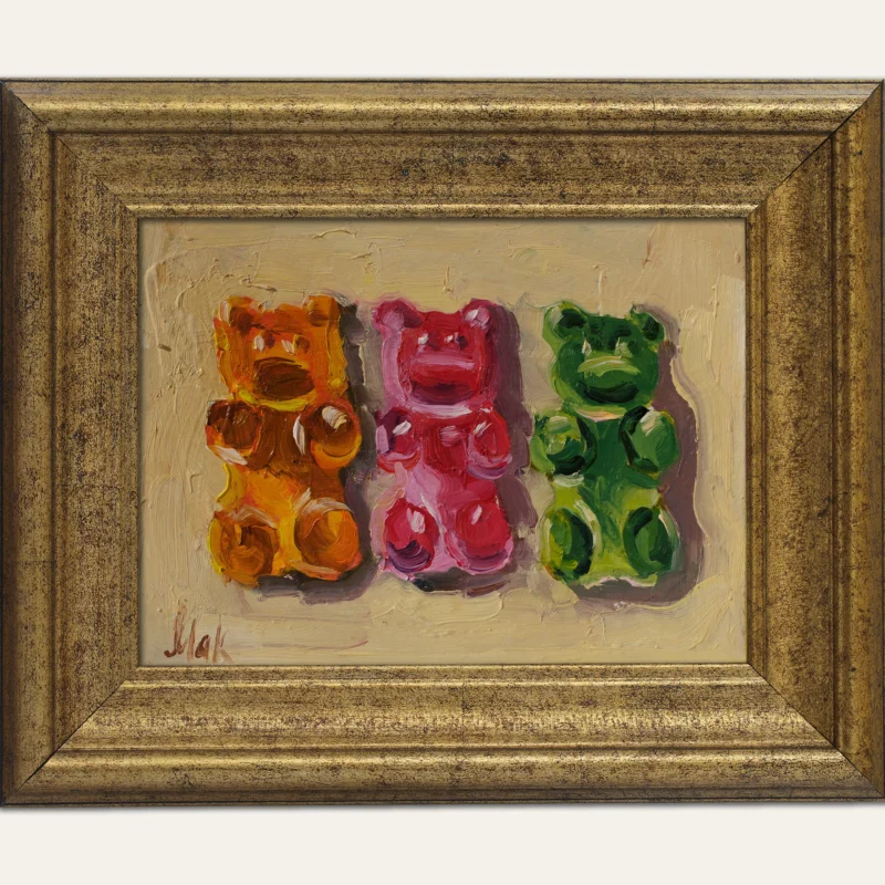 Gummy Bear Original Oil Painting Framed