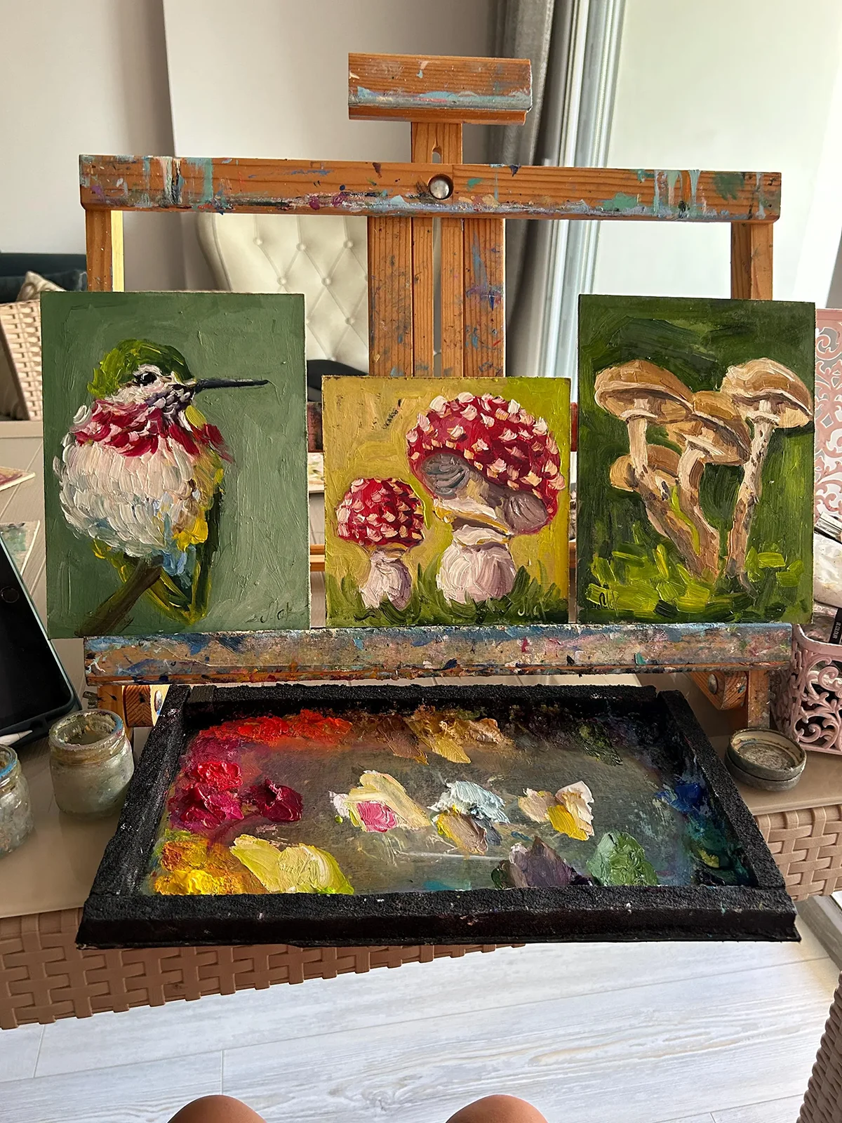 Mushroom Oil Painting Framed Fly Agaric Original Wall Art Amanita Artwork Small Wall Decor - Image 10