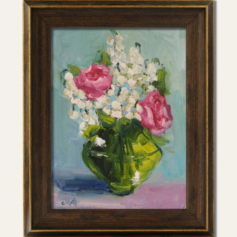 Lily of the Valley Original Oil Painting Framed