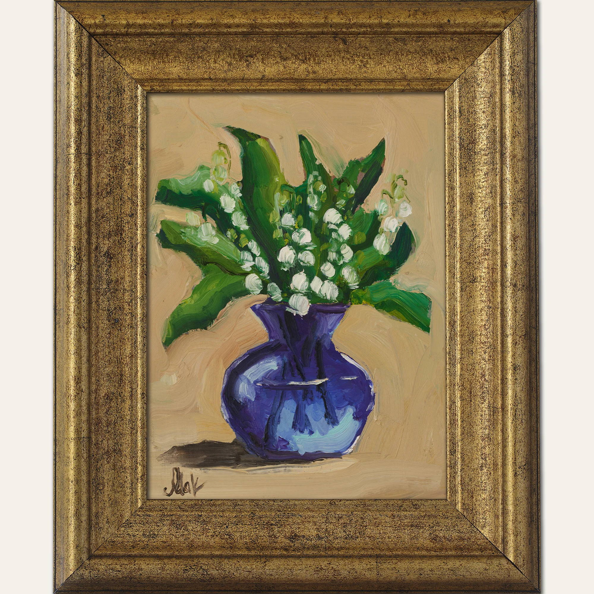 Lily of the Valley Oil Painting Framed