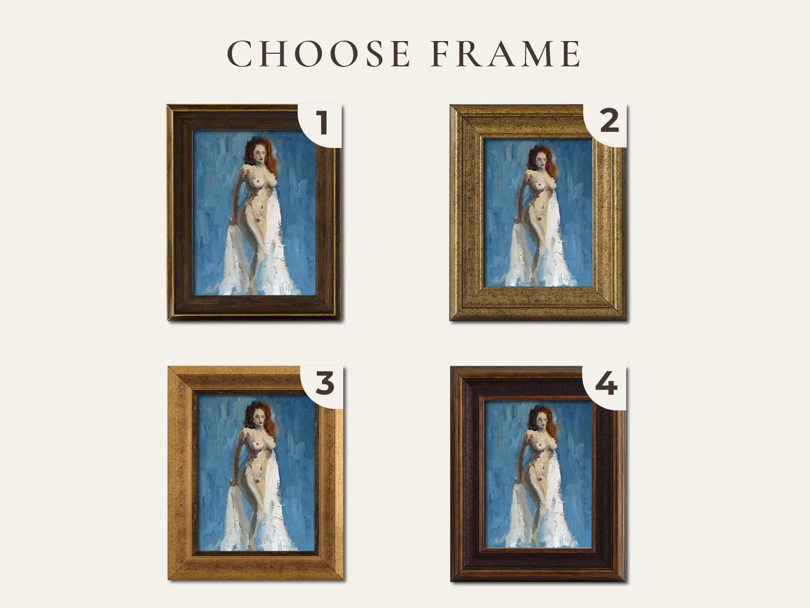 Sexy Nude Woman Oil Painting Framed Naked Girl Original Wall Art Erotic Female - Image 2