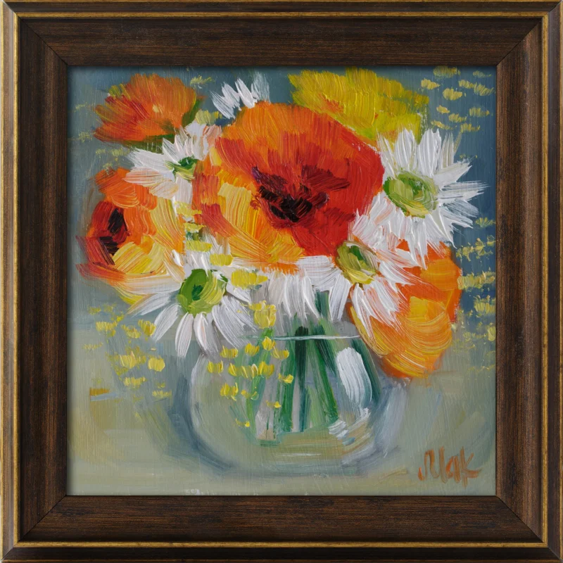 Poppy Oil Painting Framed