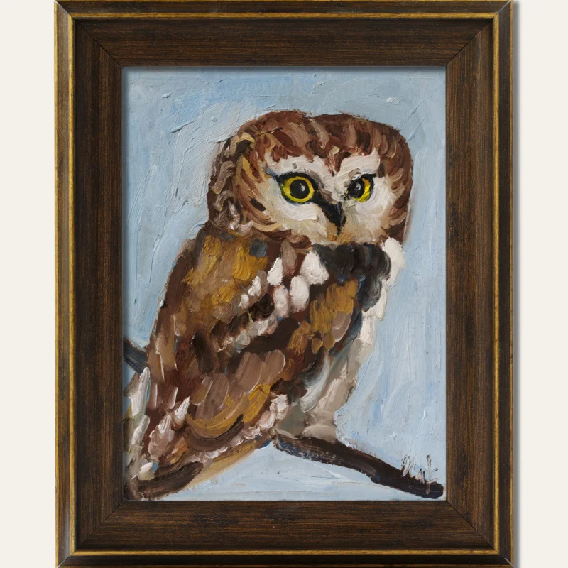 Framed Owl Oil Painting Framed