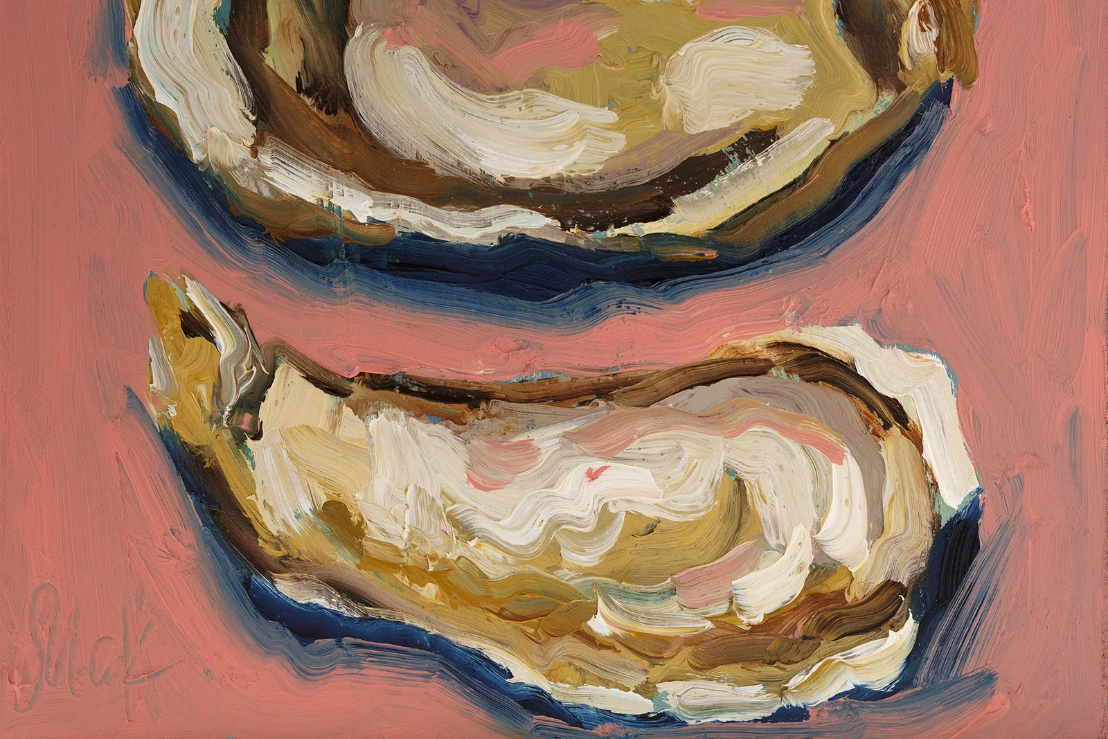 Oyster Oil Painting Framed Shell Original Wall Art Seashell Decor Pearl Seafood Artwork - Image 8