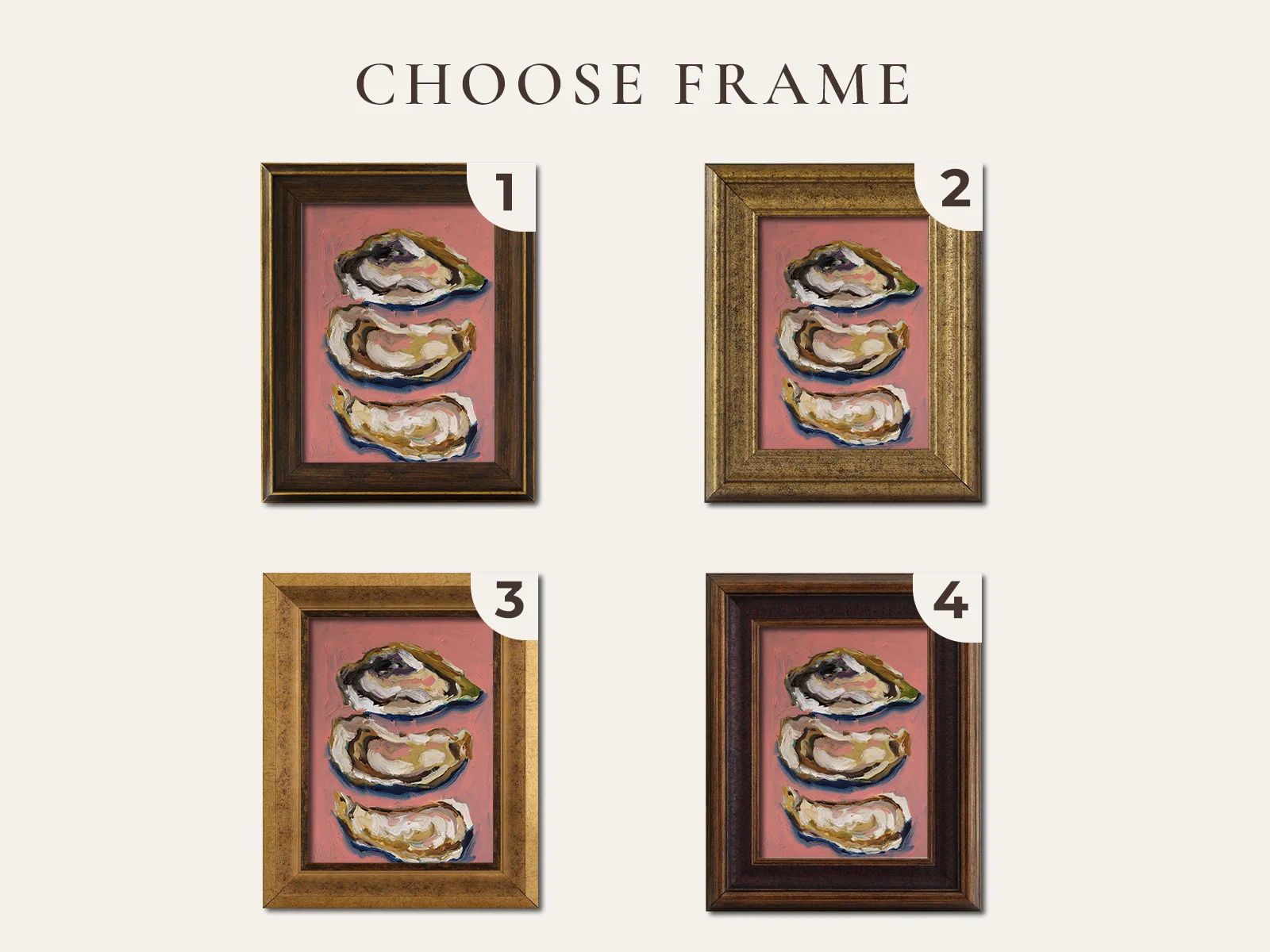 Oyster Oil Painting Framed Shell Original Wall Art Seashell Decor Pearl Seafood Artwork - Image 2