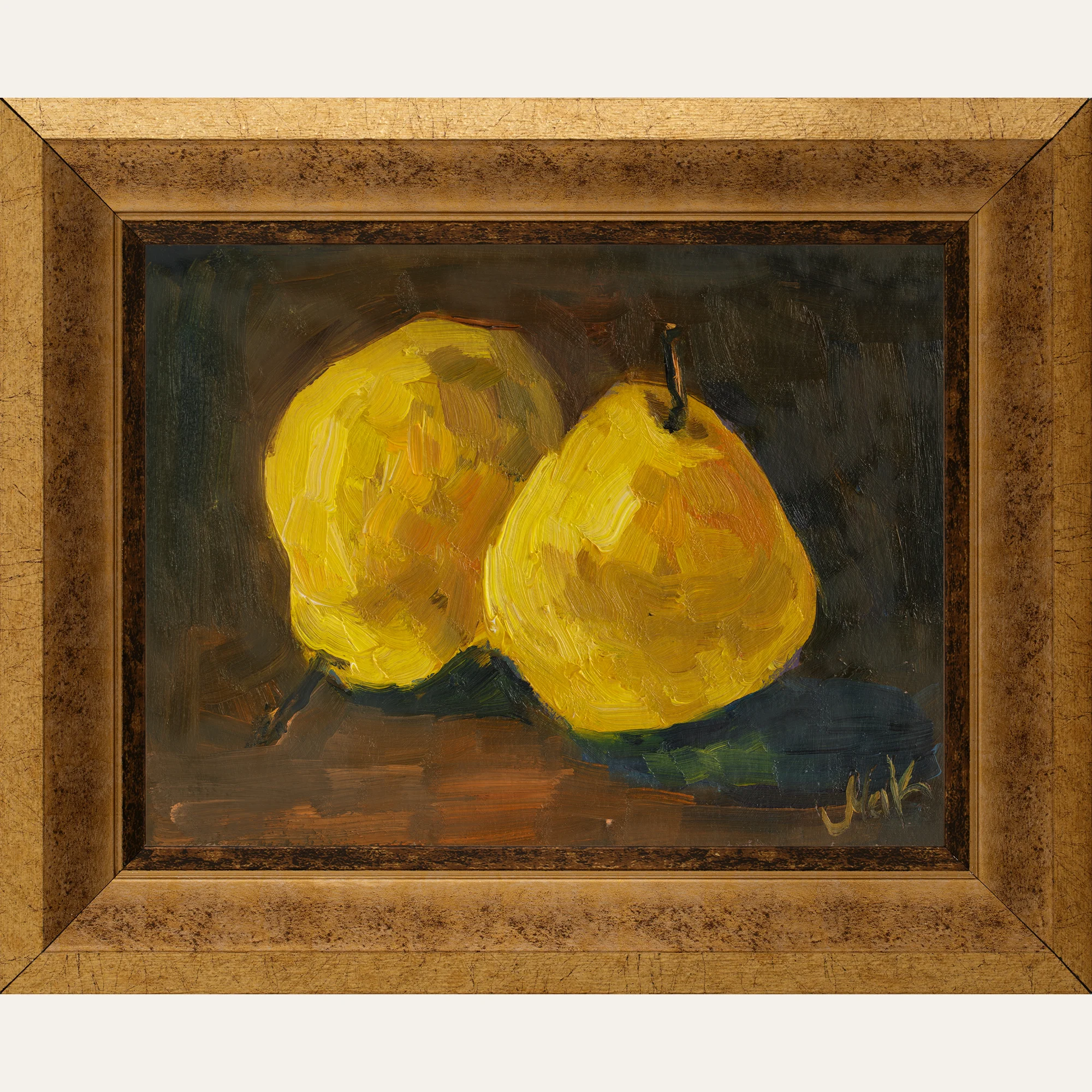 Pear Oil Painting Framed