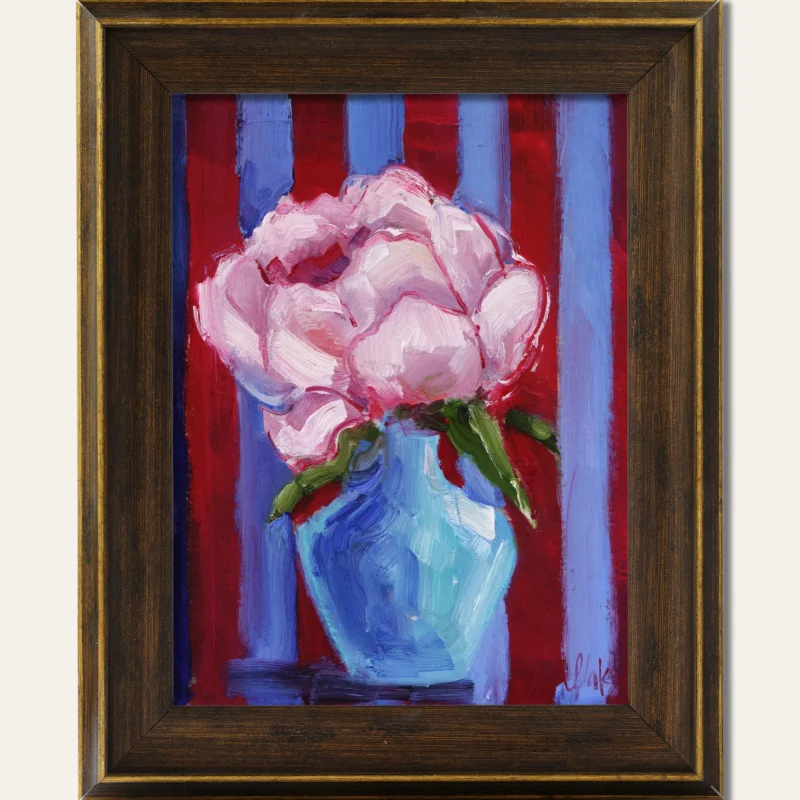 Pink Peony Oil Painting Framed