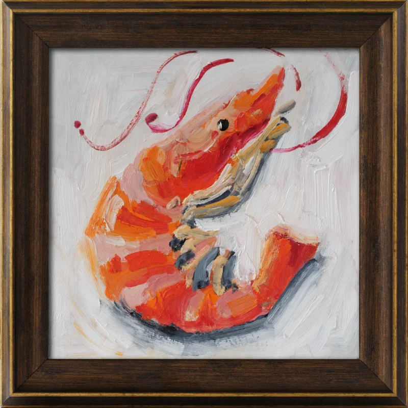 Prawn Oil Painting Framed