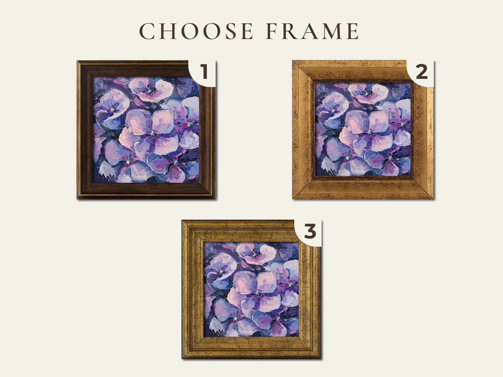 Framed Hydrangea Oil Painting: Small Floral Still Life, 6x6'' Original Art - Image 2