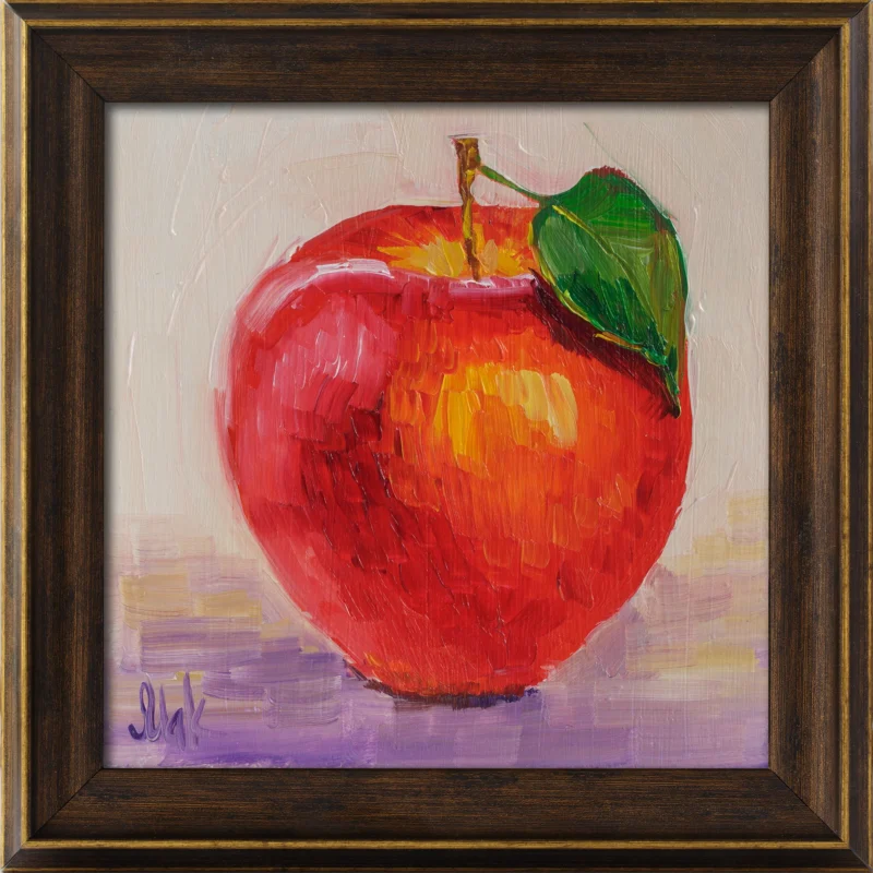 Red Apple Oil Painting Framed