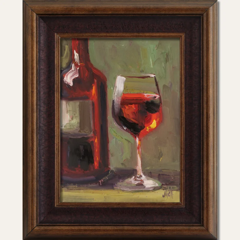 Red Wine Oil Painting Framed