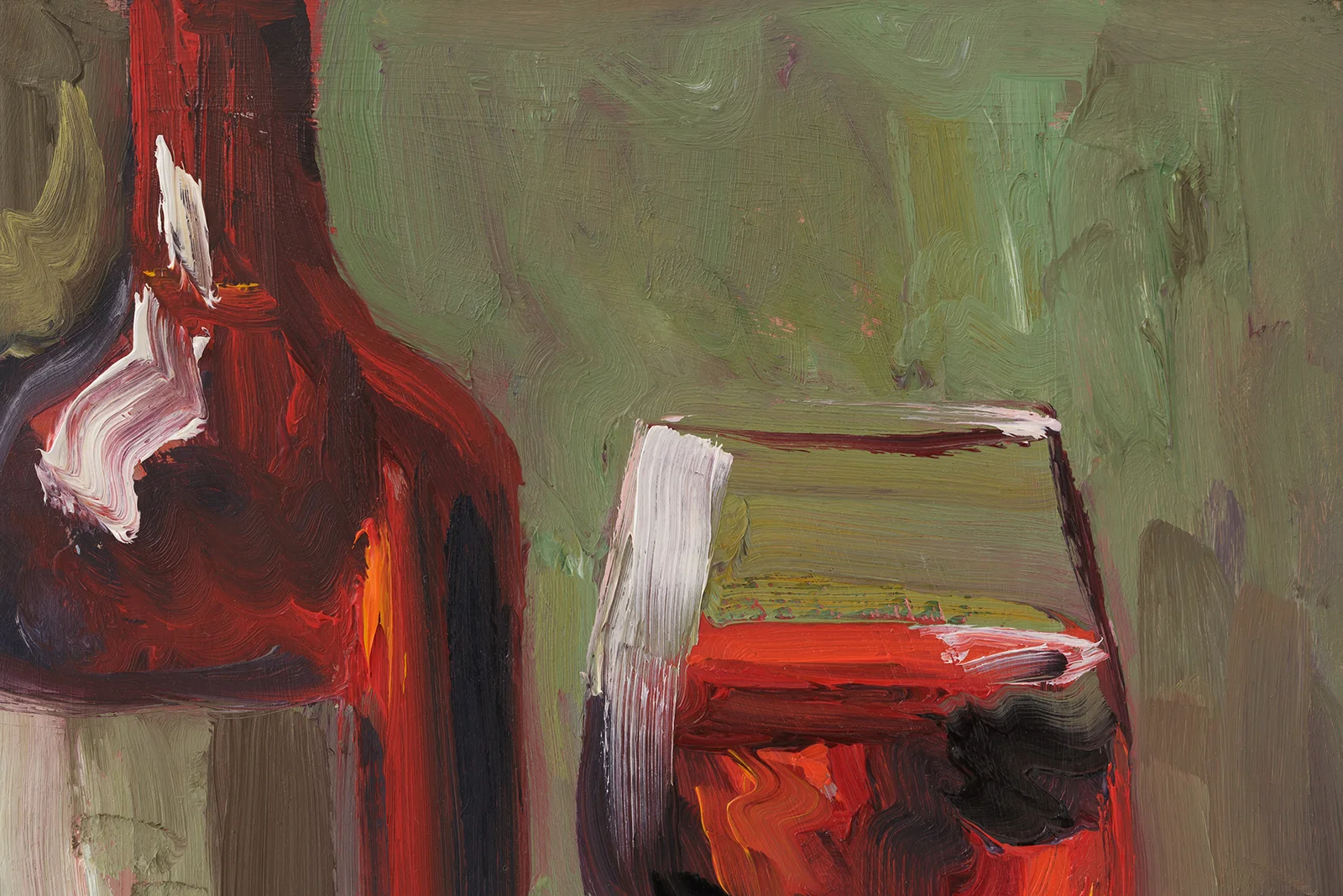 Red Wine Oil Painting Framed Still Life Bar Original Wall Art Cocktail Decor - Image 10