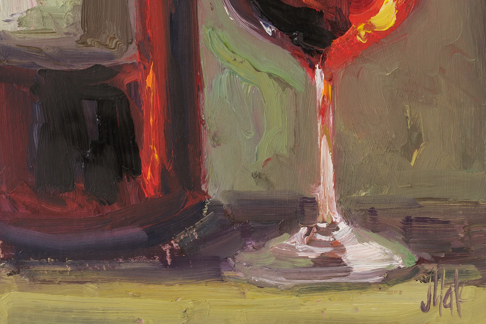 Red Wine Oil Painting Framed Still Life Bar Original Wall Art Cocktail Decor - Image 8