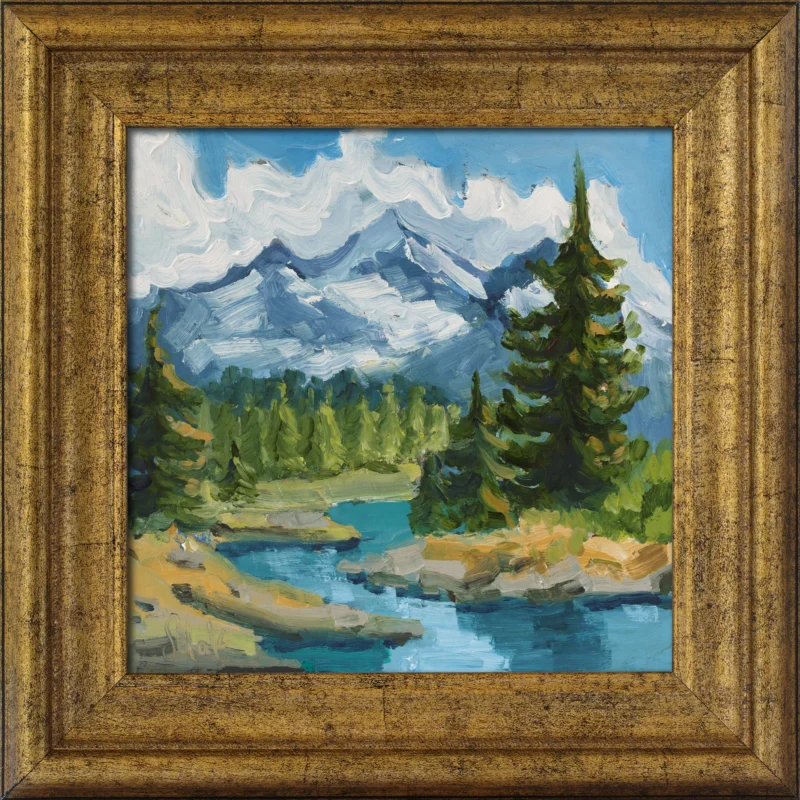 Rocky Mountains Original Oil Painting Framed Colorado National Park Wall Art Landscape Artwork