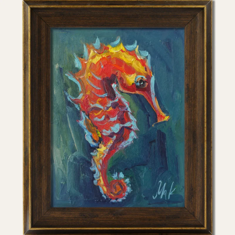 Seahorse Oil Painting Framed