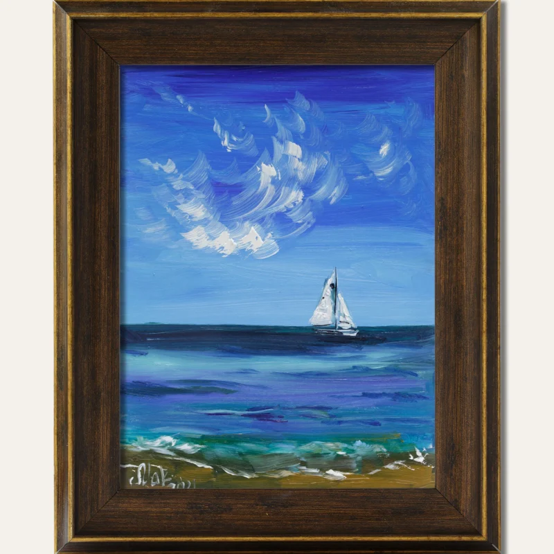 Framed Seascape Oil Painting