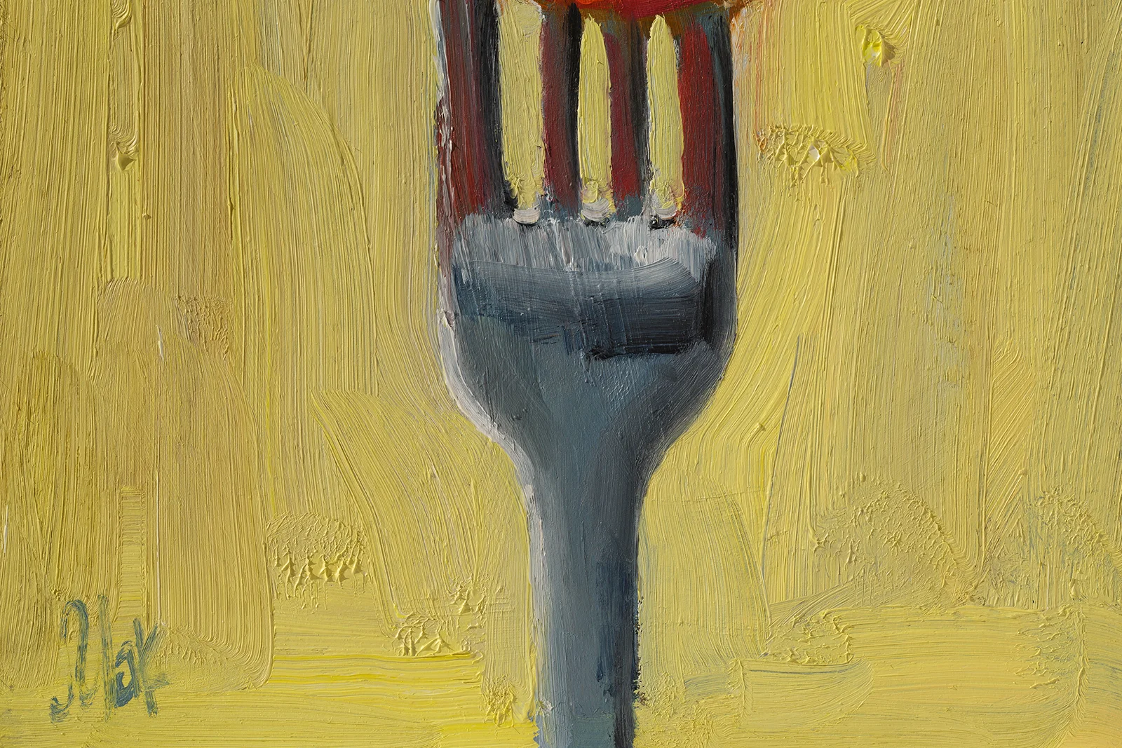 Prawn Oil Painting on Fork: Original Seafood Wall Art Still Life Artwork - Image 8