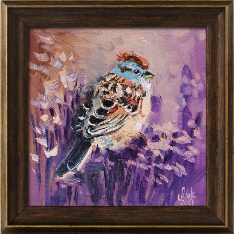 Sparrow Oil Painting Framed