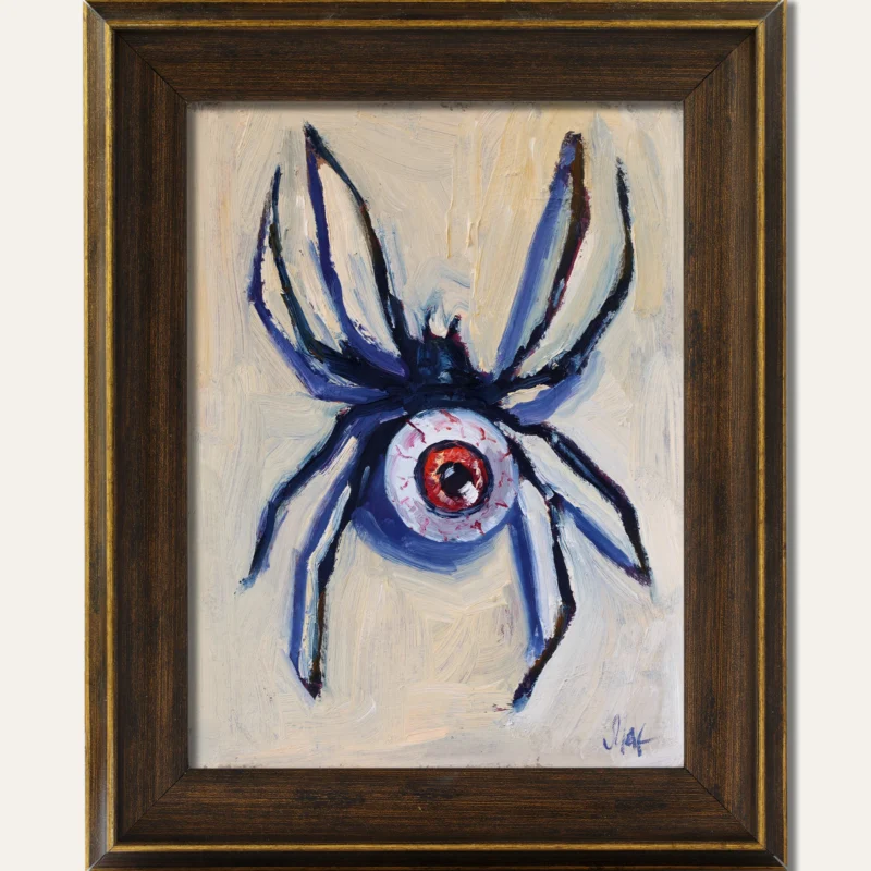 Original Halloween Spider Oil Painting Framed