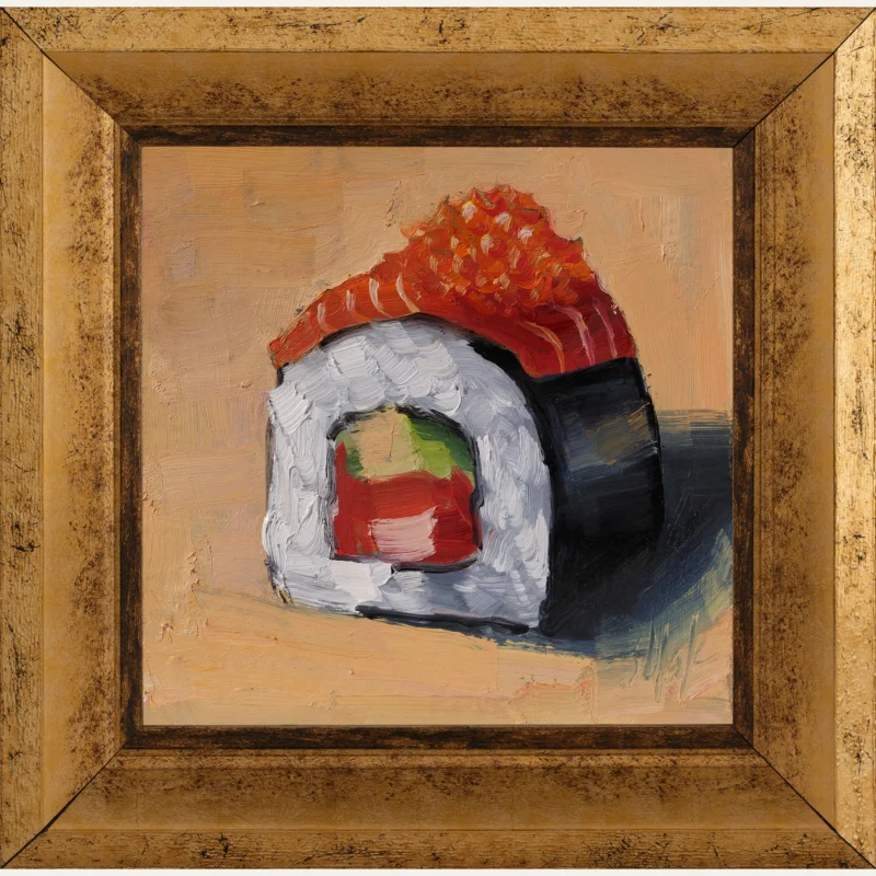 Sushi Roll Oil Painting Framed