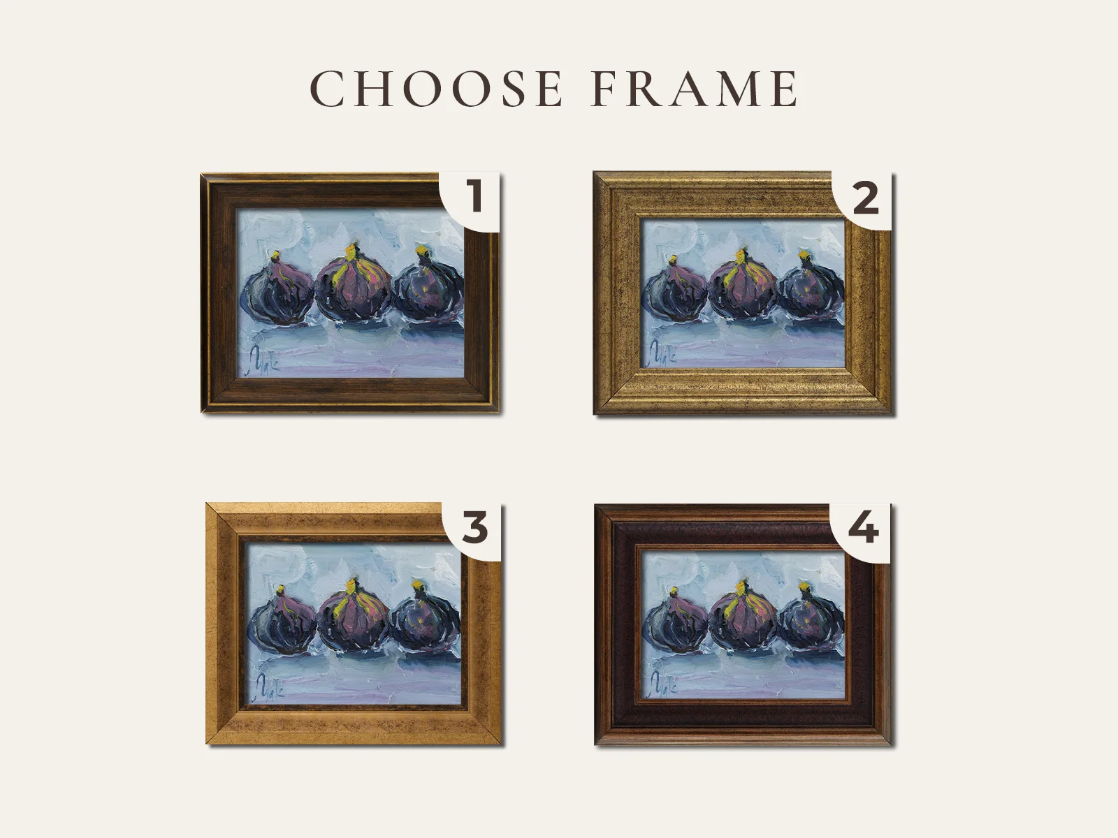 Figs Oil Painting: Fruit Still Life Kitchen Wall Art by Nataly Mak, 8x6'' - Image 2