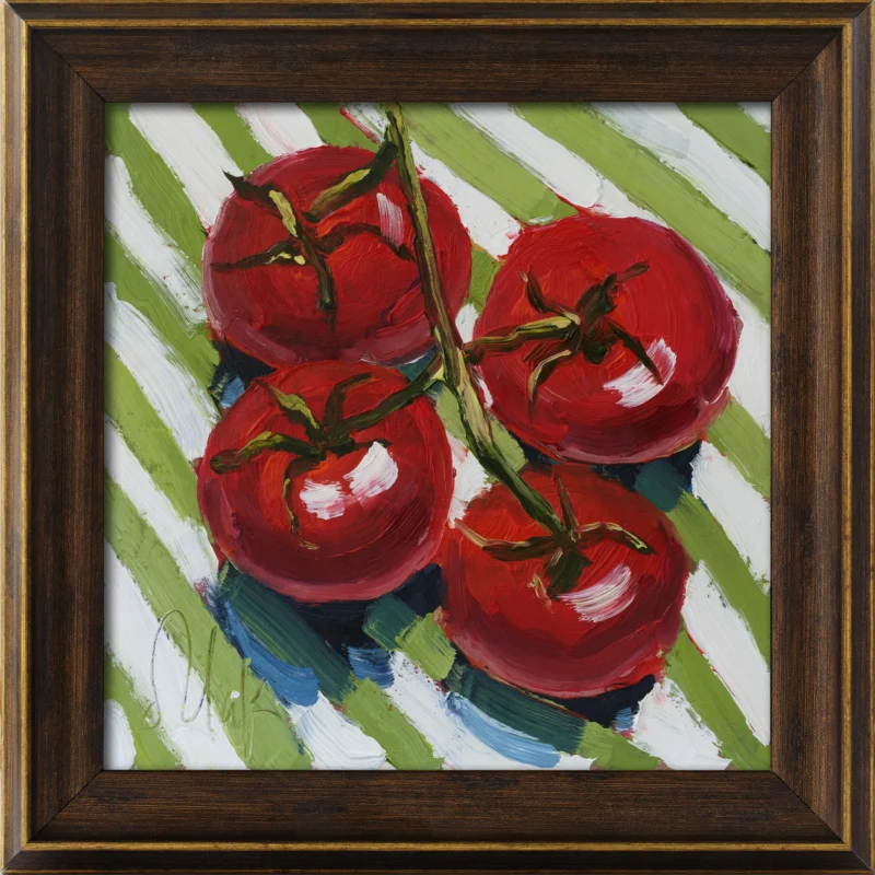 Tomato Original Oil Painting Framed Kitchen Still Life Wall Art Food Artwork Vegetable