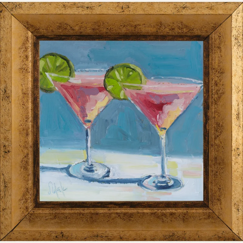 Martini Oil Painting Framed