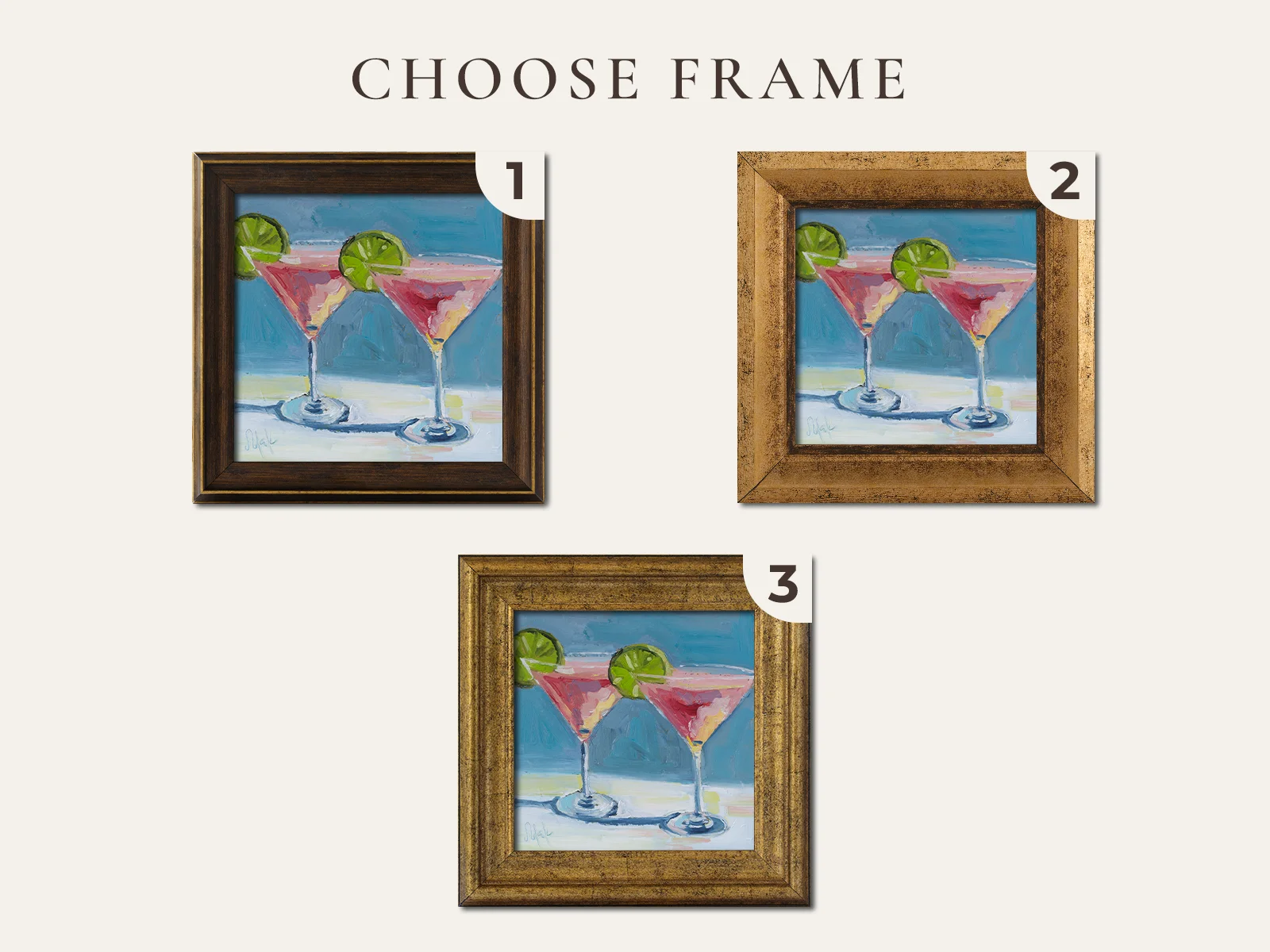 Martini Oil Painting Framed Olive Still Life Original Wall Art Bar Cocktail Wall Decor - Image 2