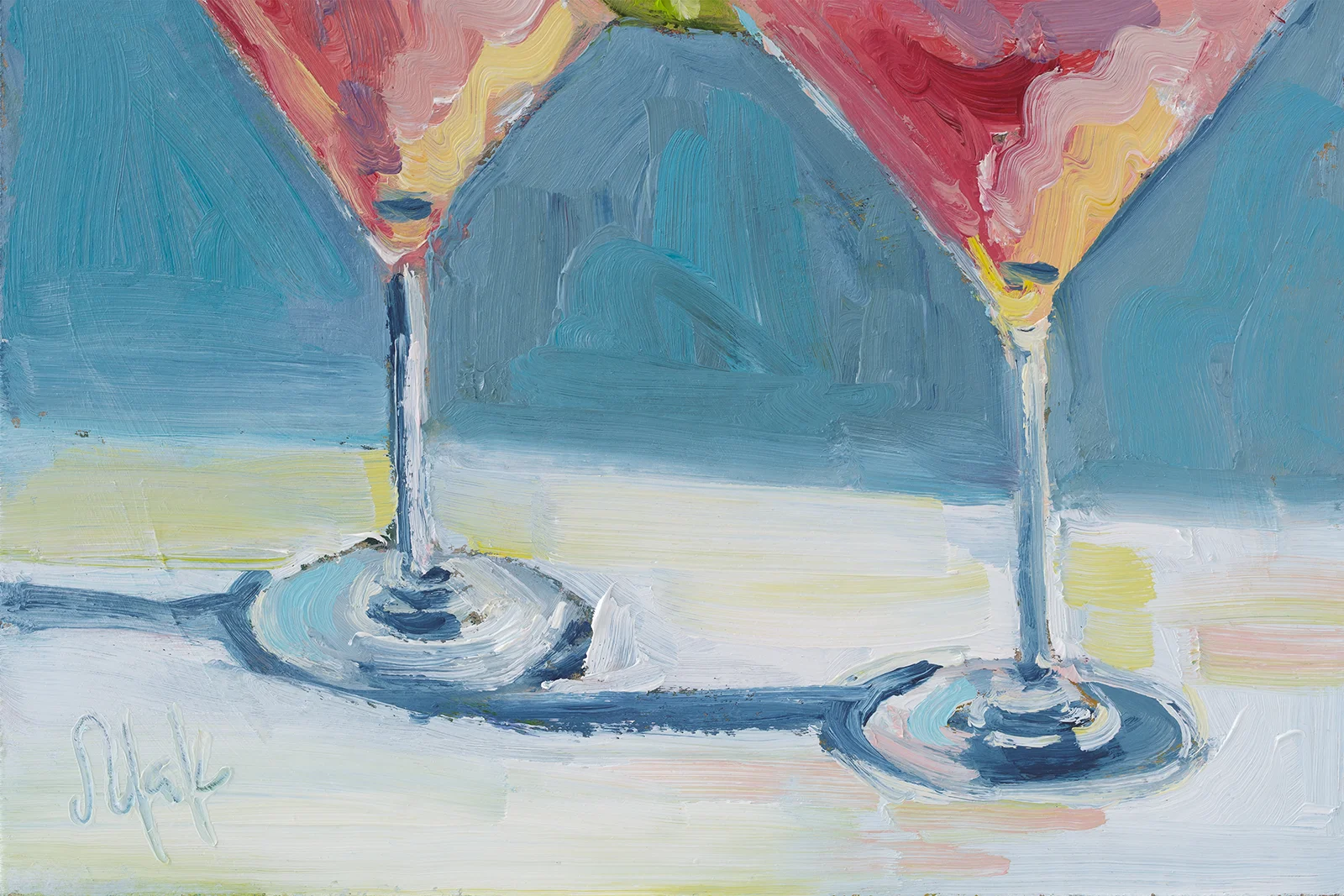 Martini Oil Painting Framed Olive Still Life Original Wall Art Bar Cocktail Wall Decor - Image 10