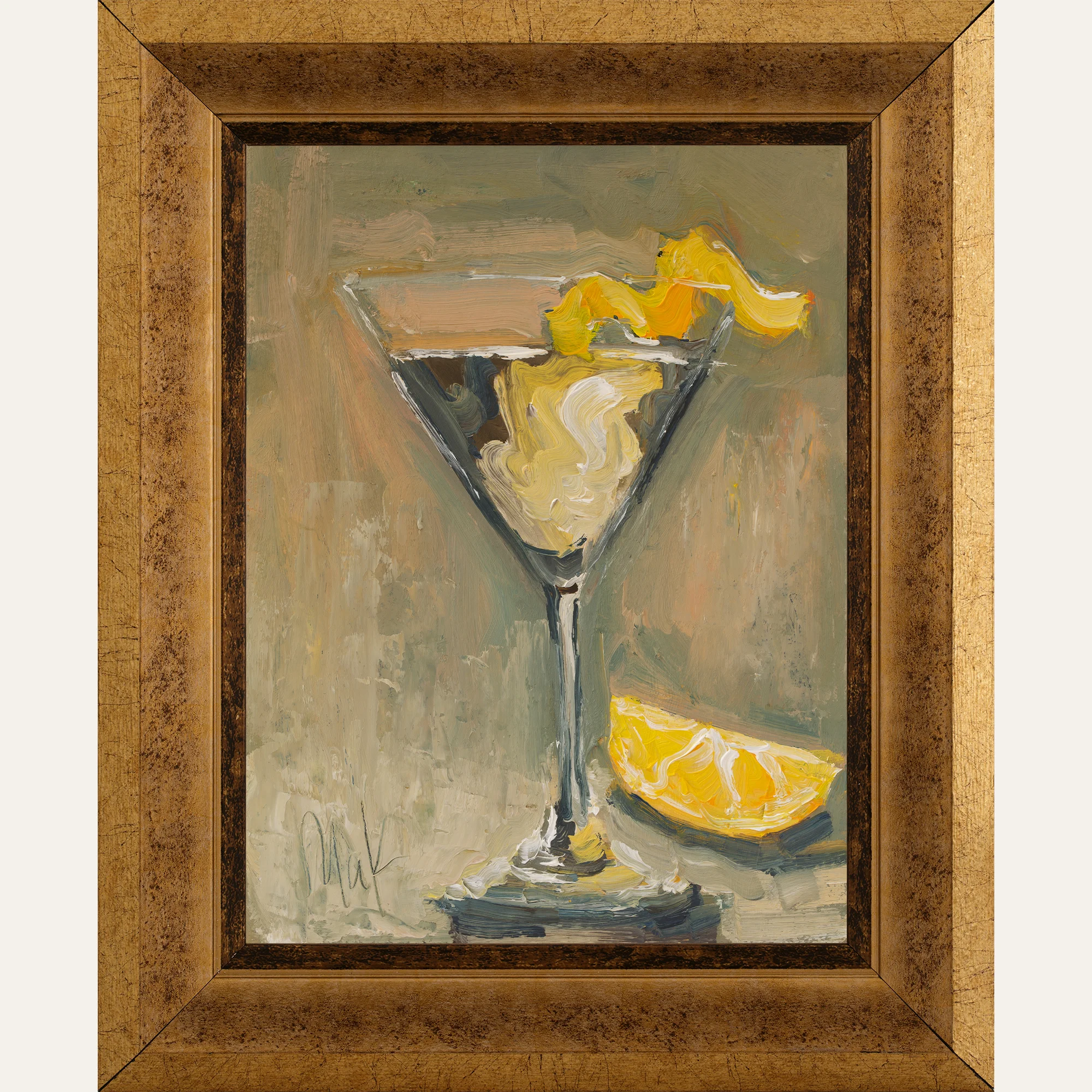 Vesper Martini Oil Painting Framed