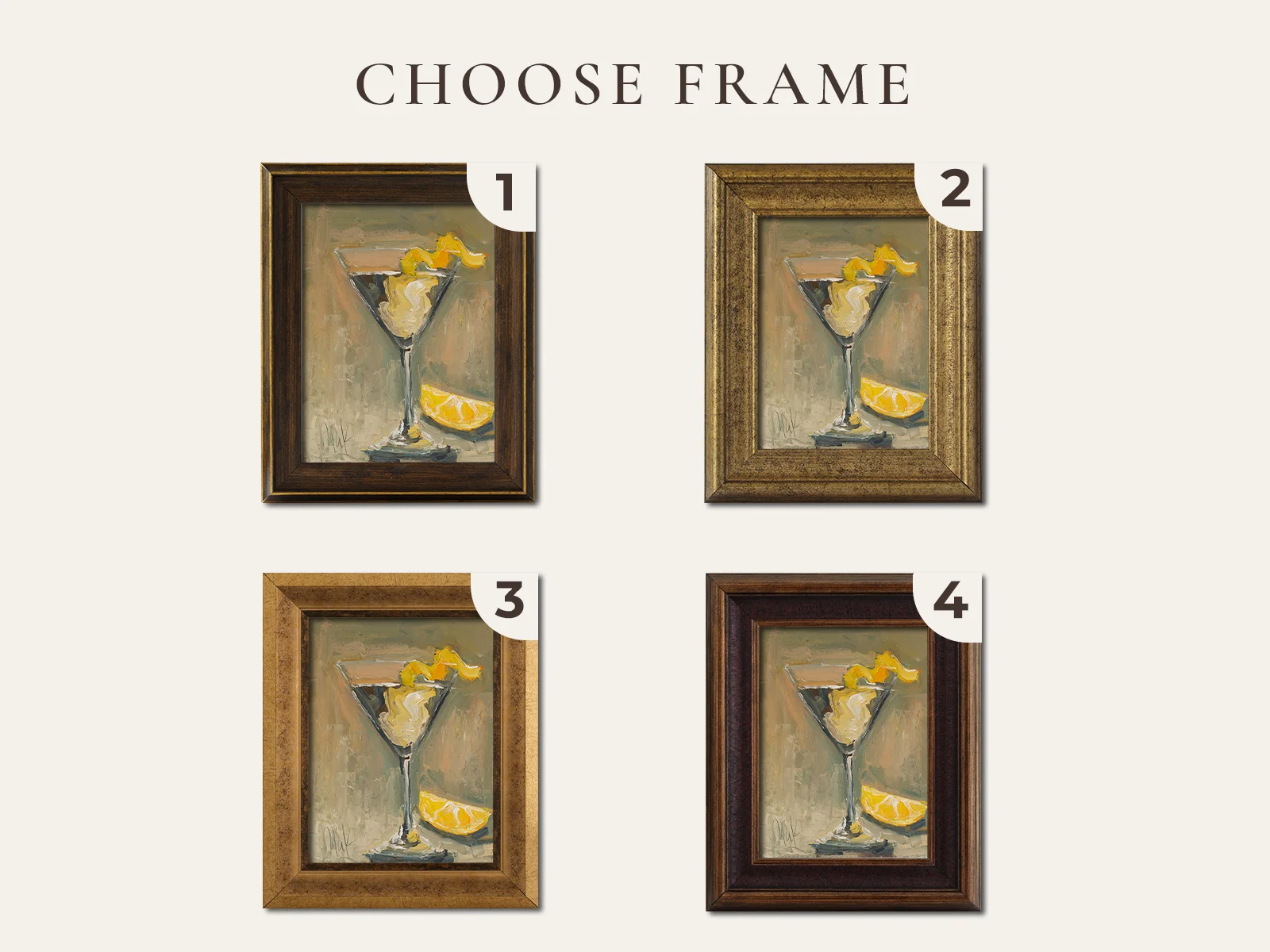 Vesper Martini Oil Painting Framed Still Life Original Wall Art Cocktail Drink Wall Decor - Image 2