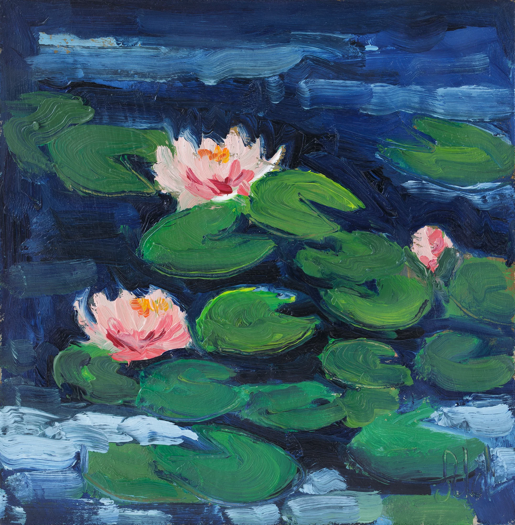 Water Lilies Oil Painting Framed Lotus Original Wall Art Monet Pond Abstract Expressionist - Image 6