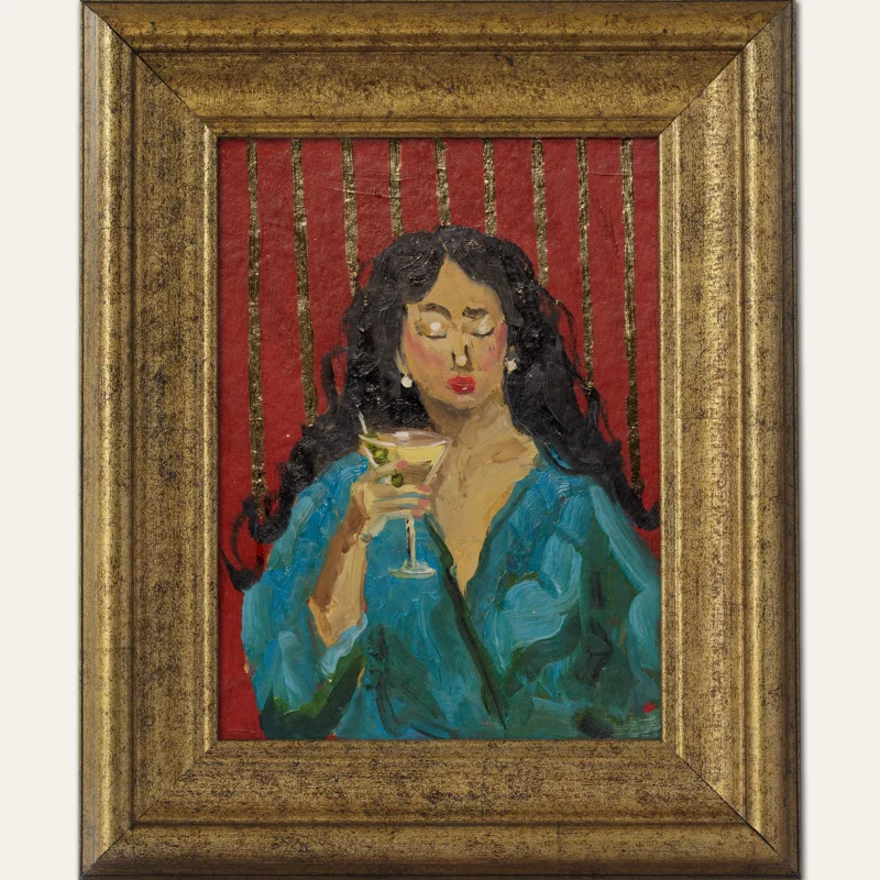 Woman With Martini Painting Framed