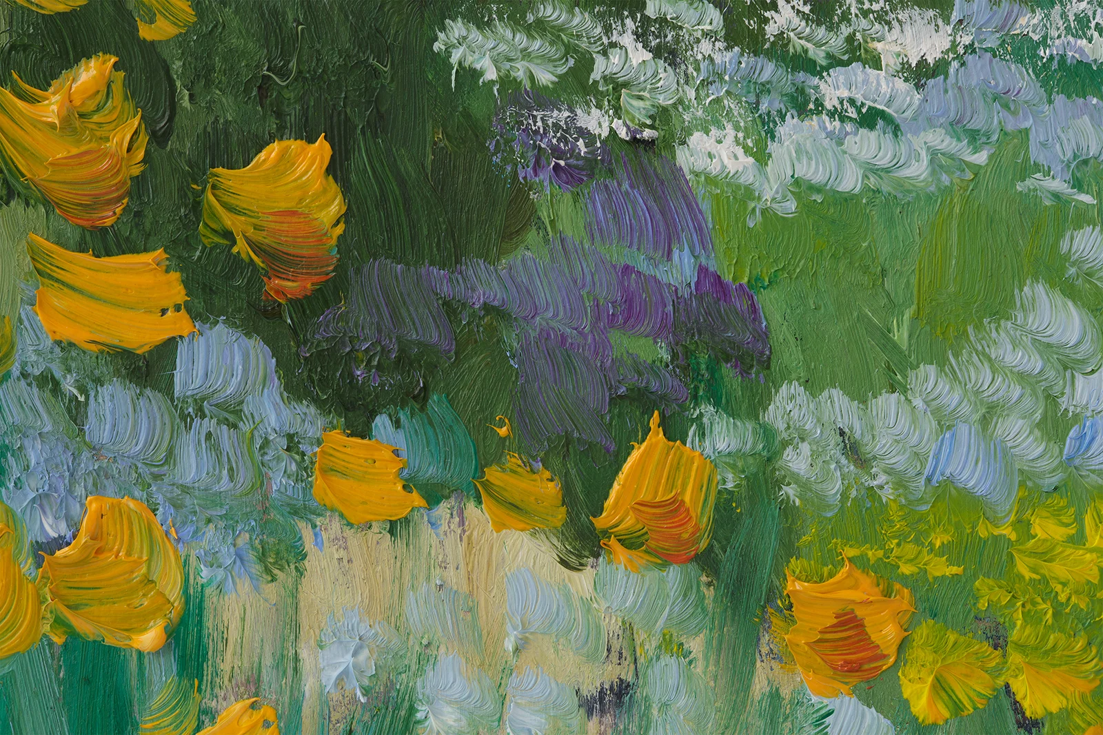 Impasto Yellow House Painting: Summer Garden Landscape Oil Art 10x10" - Image 4