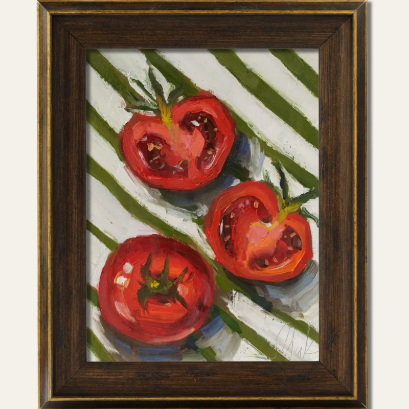 Tomato Original Oil Painting Framed Kitchen Still Life Wall Art Food Artwork Vegetable Painting
