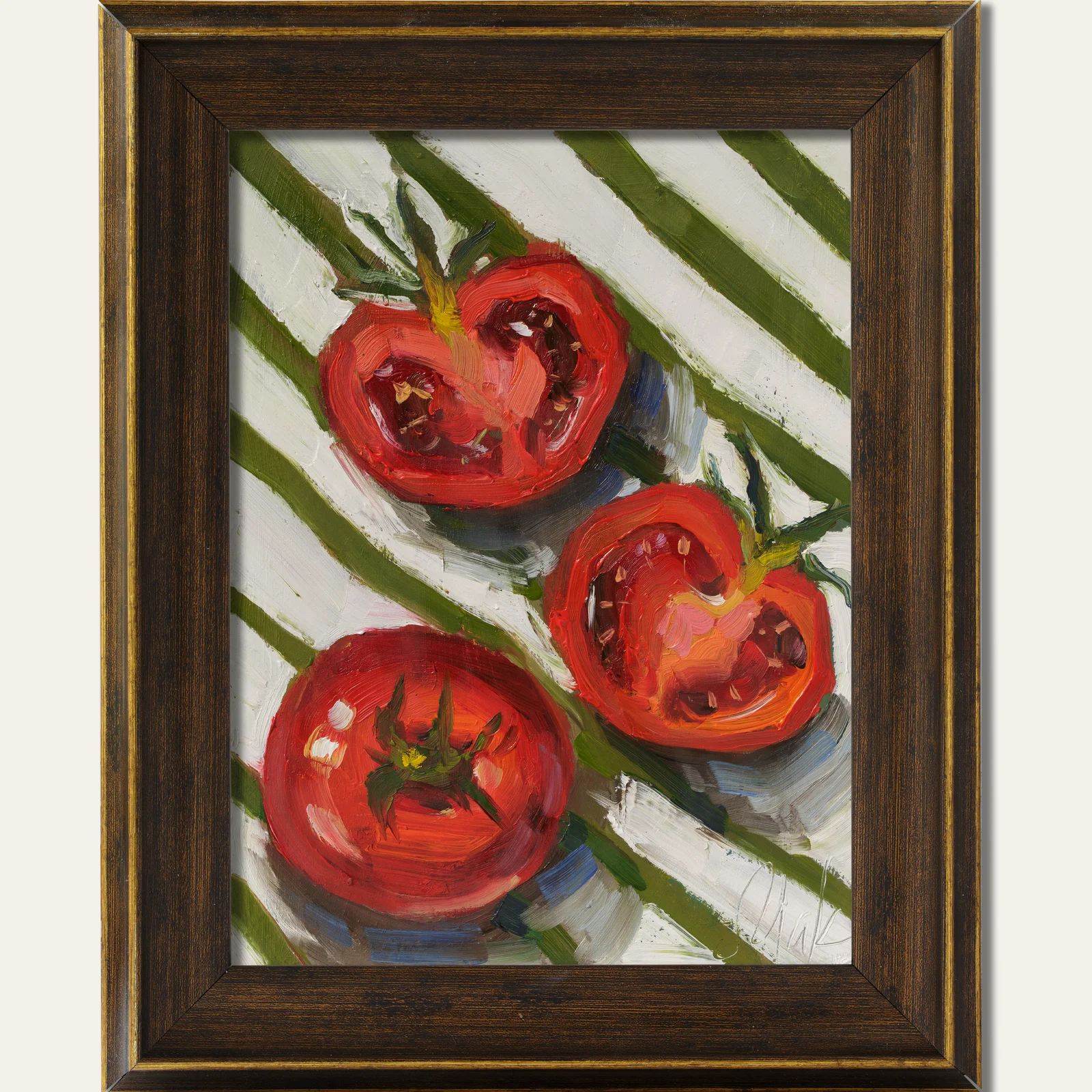 Tomato Original Oil Painting Framed Kitchen Still Life Wall Art Food Artwork Vegetable Painting