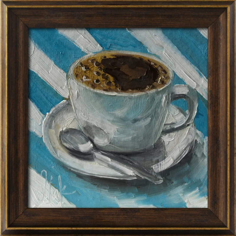 Teacup Painting Still Life Wall Art, Cup Original Oil Artwork, Kitchen Decor