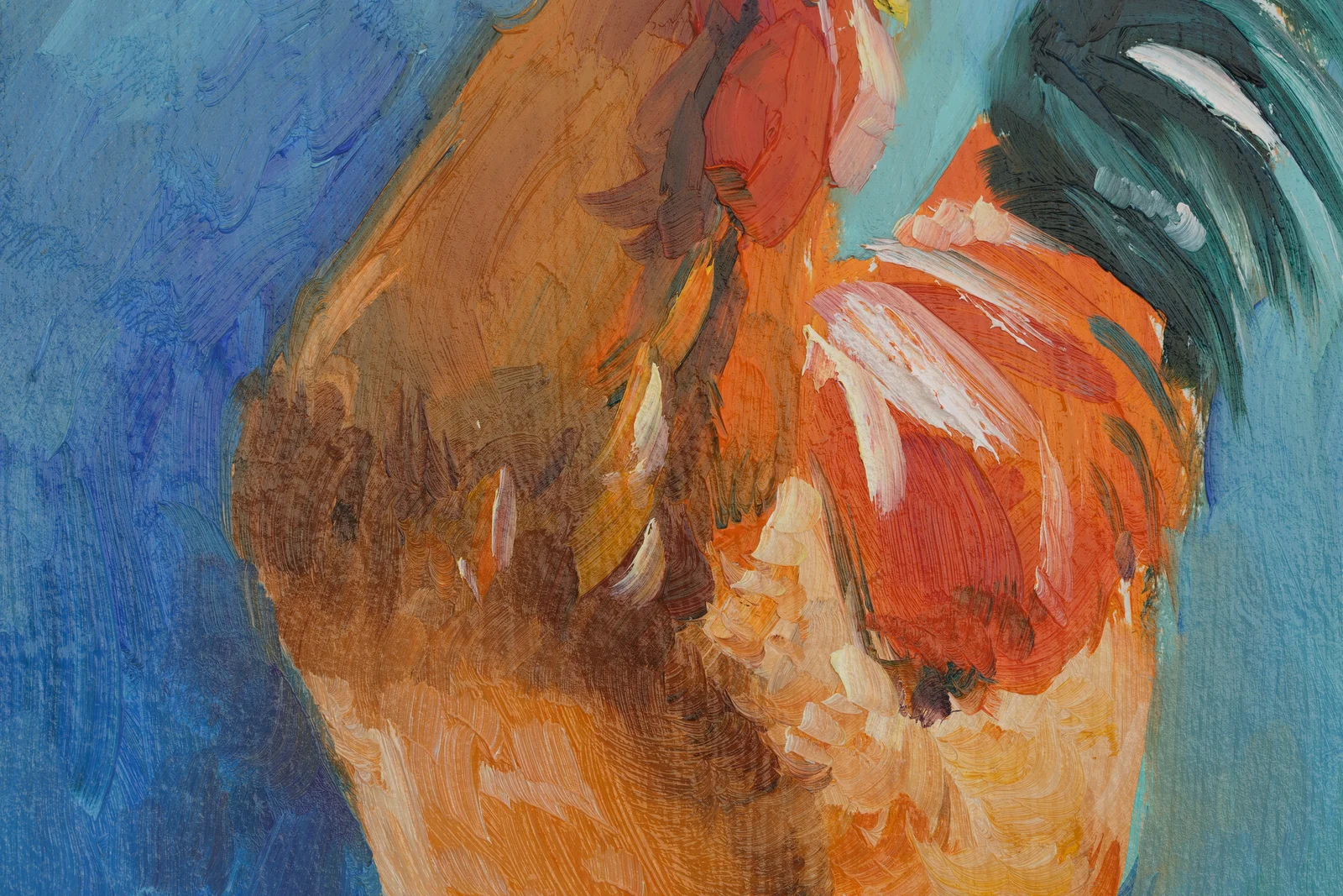 Rooster Oil Painting: Original Farm Bird Art, Framed - Image 10
