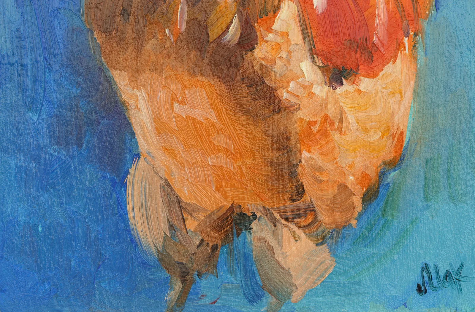 Rooster Oil Painting: Original Farm Bird Art, Framed - Image 12