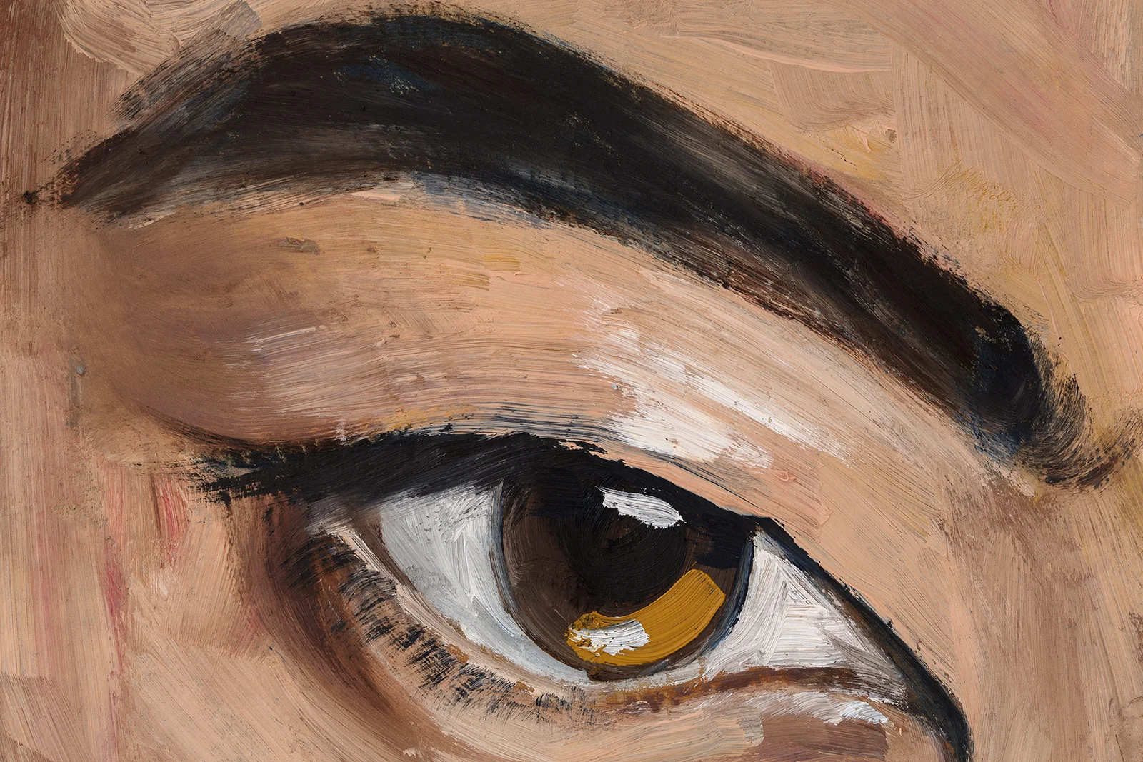 Framed Eye Oil Painting: Asian Woman Portrait, Original Art 6x6'' - Image 11