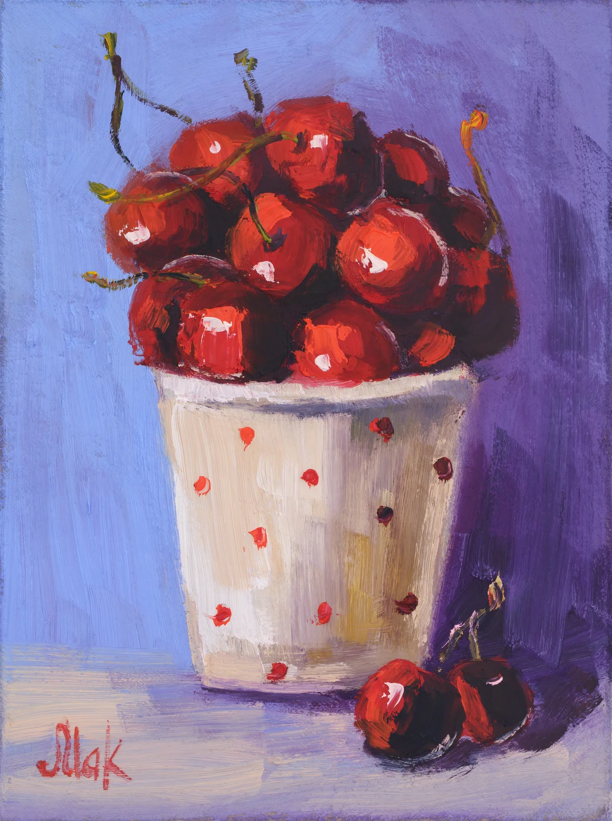 Cherry Oil Painting Frmaed Fruit Original Wall Art Still Life Artwork - Image 10