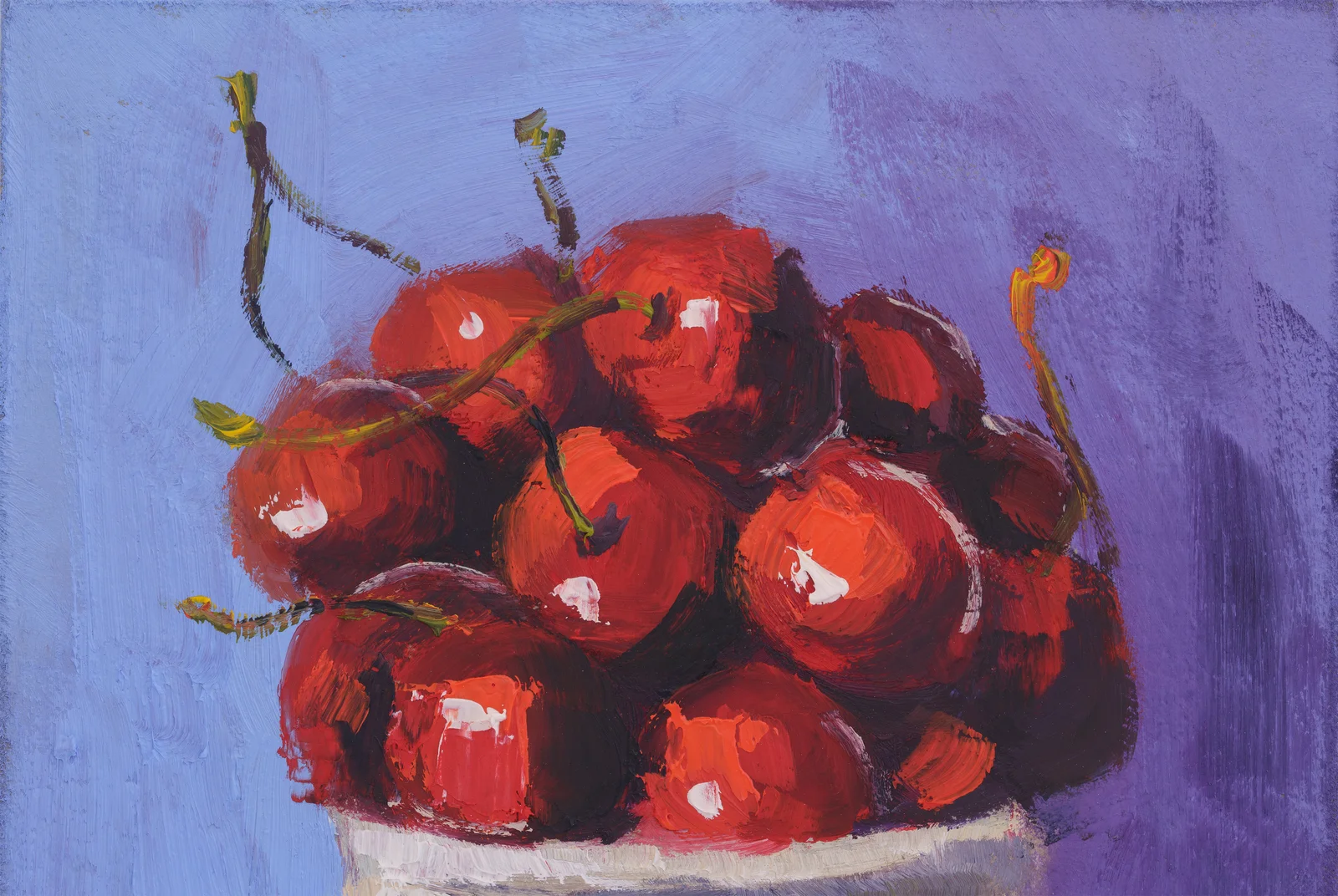 Cherry Oil Painting Frmaed Fruit Original Wall Art Still Life Artwork - Image 11