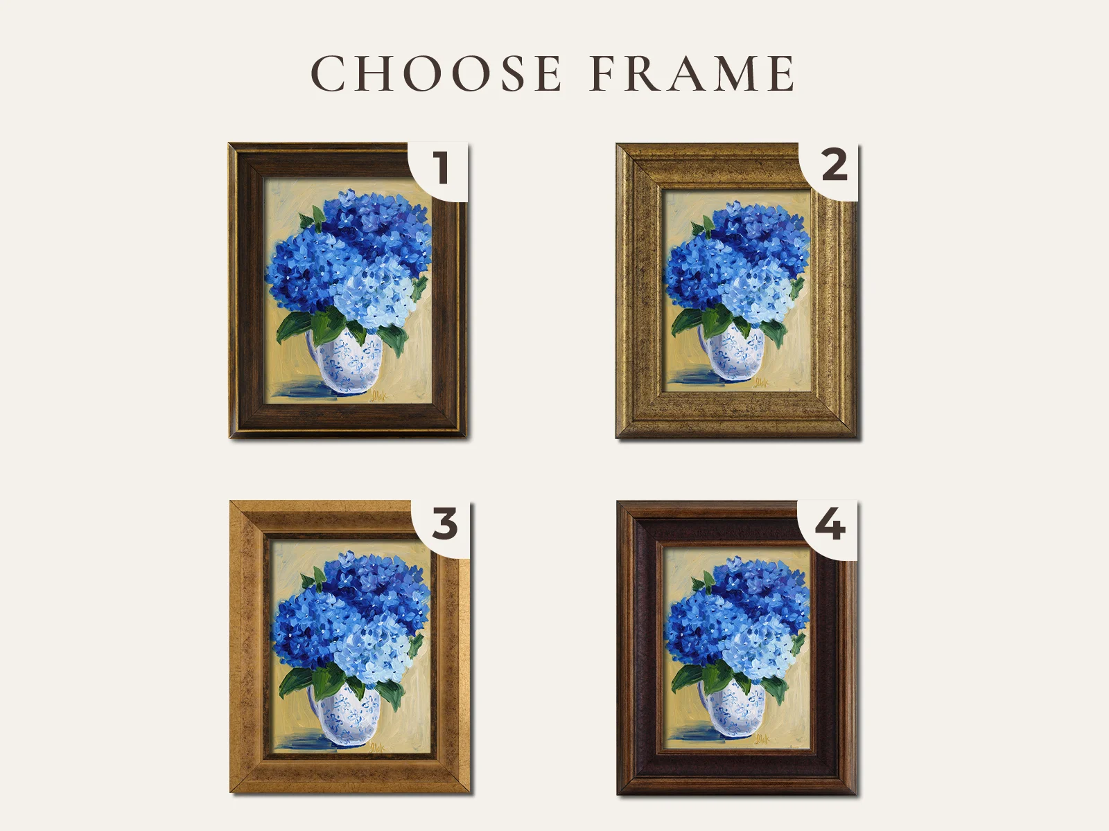 Hydrangea Framed Oil Painting Small Flower in Vase Original Wall Art Floral Home Decor - Image 2