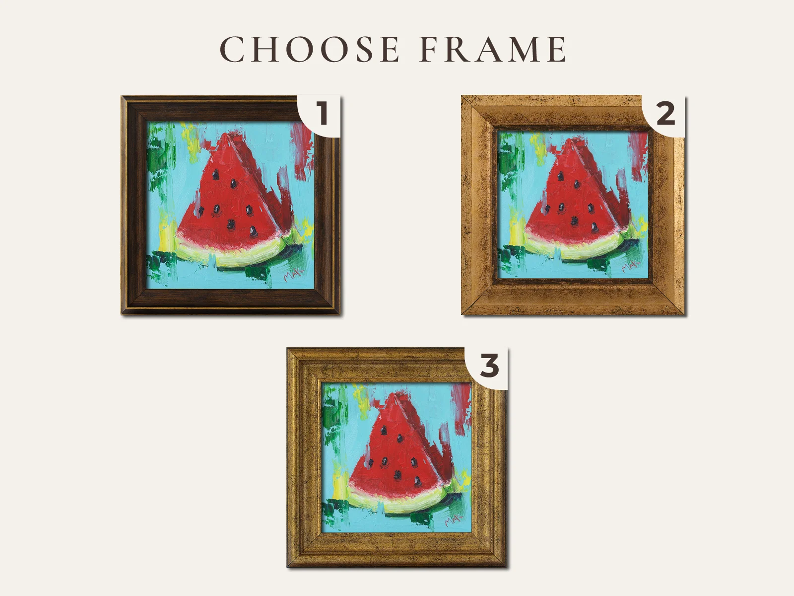 Watermelon Oil Painting Framed Fruit Original Wall Art Kitchen Artwork - Image 2