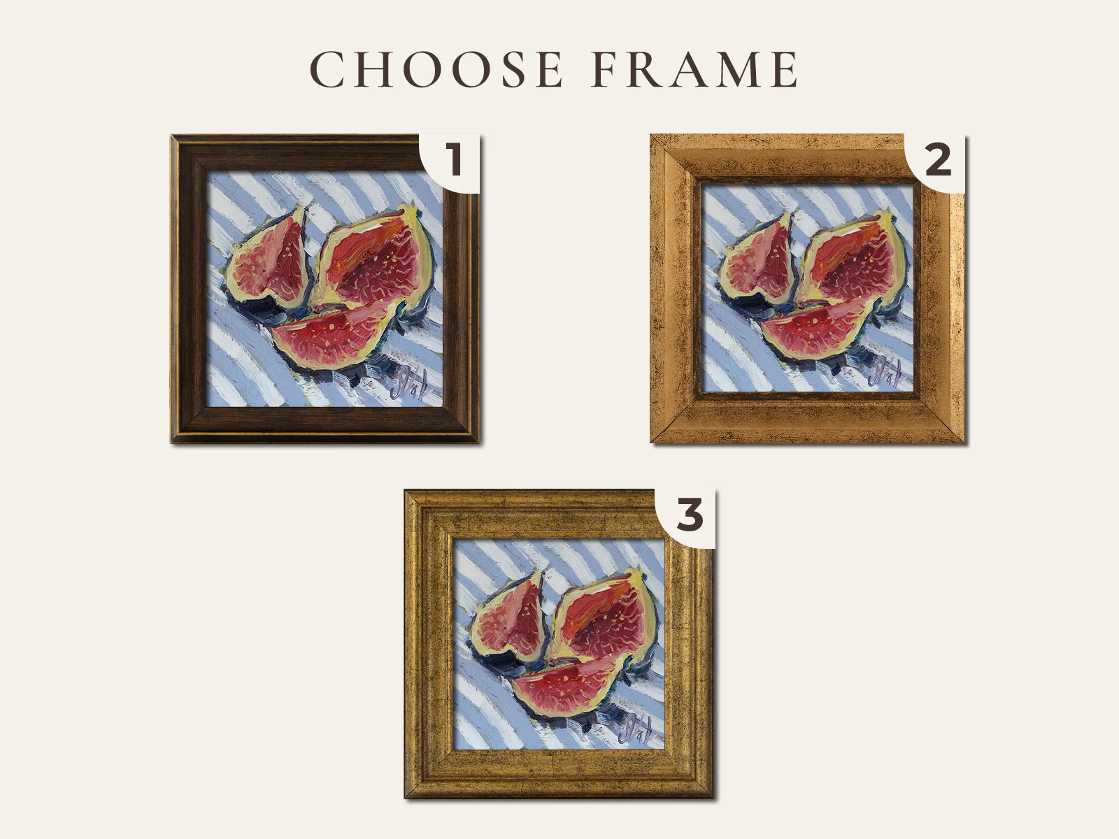 Fig Framed Oil Painting Fruit Still Life Original Wall Art Kitchen Food Wall Decor - Image 2