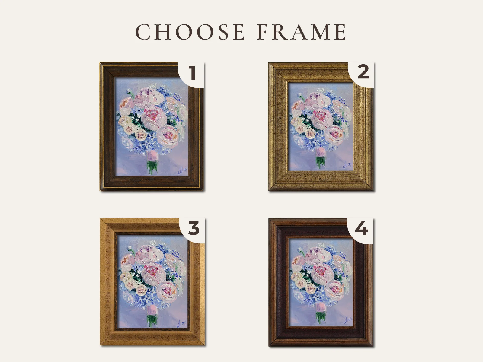 Custom Bridal Bouquet Oil Painting Wedding Bouquet Framed Bride Gift Wedding Flowers Portrait From Photo Personalized for Wife - Image 3